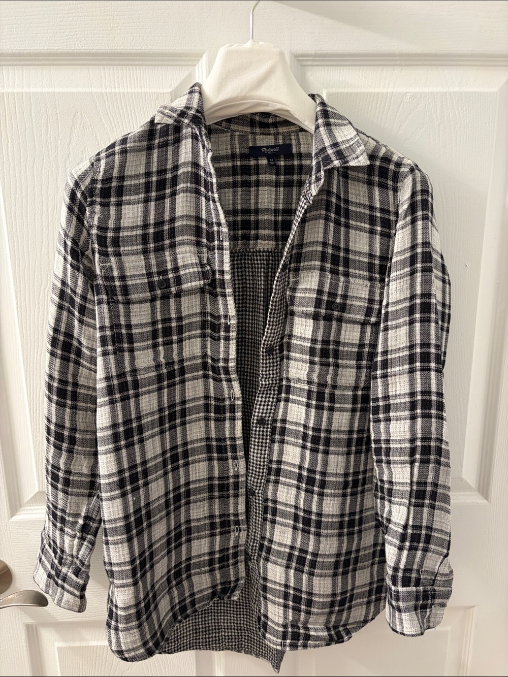 Madewell XS Black and White Plaid Button-Up Shirt Jacket